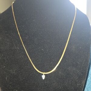 Gold Chain Necklace with Heart Pendant - Women's Jewelry